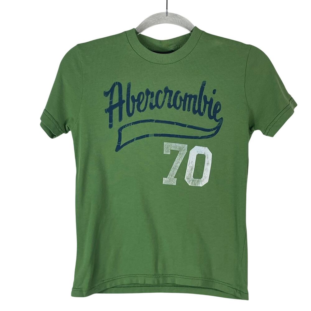 Abercrombie & Fitch Y2K Women's Green Logo 70 T Shirt Size Small Fitted GUC READ